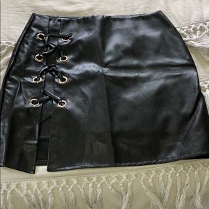 Black faux leather skirt